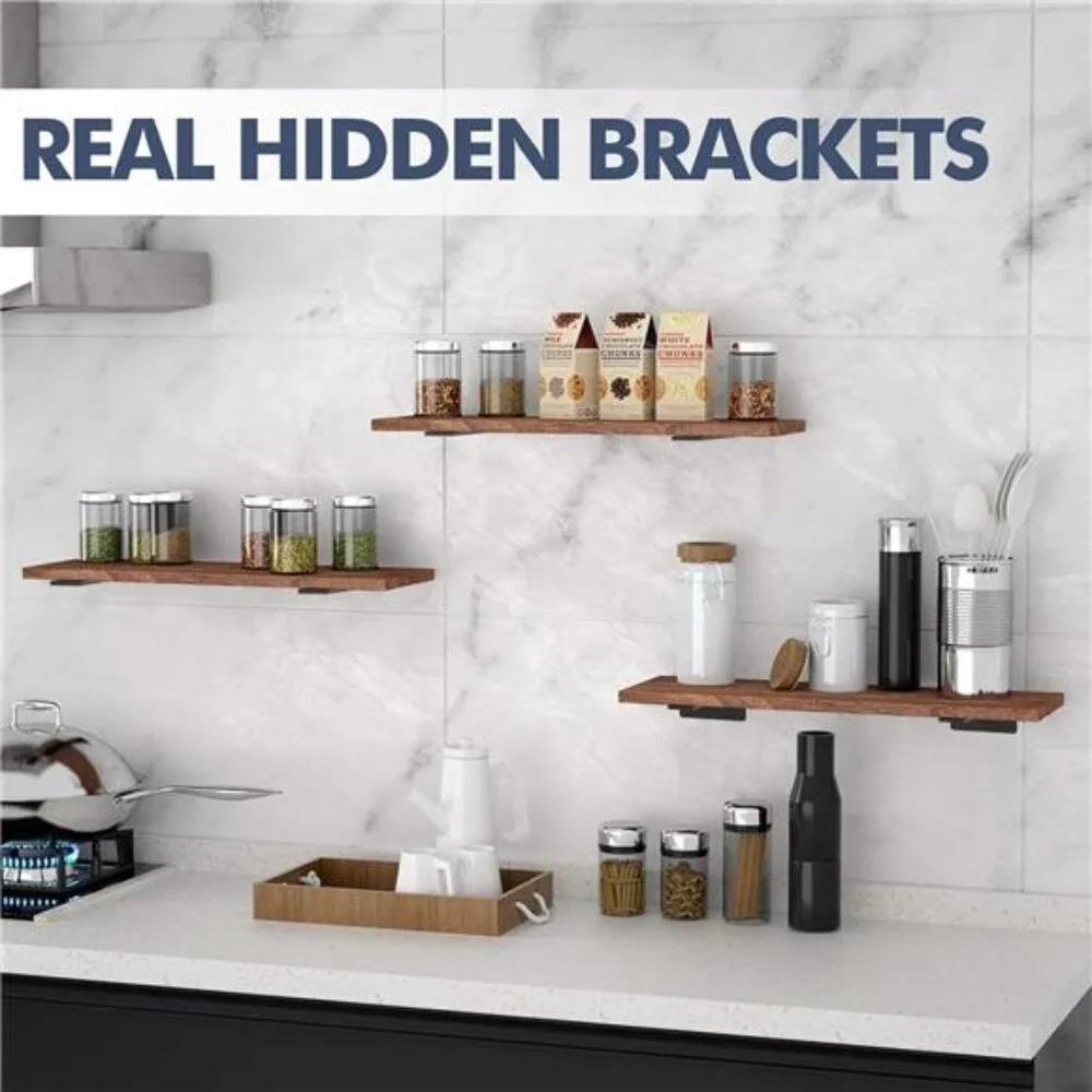 6 Pack Floating Shelf Brackets, 6 Inch Heavy Duty Industrial Shelf Bracket